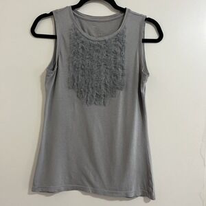 Gap Womens Ruffled Bib Tank Top Small Earthy Soft Boho Whimsical Artisan Urban.